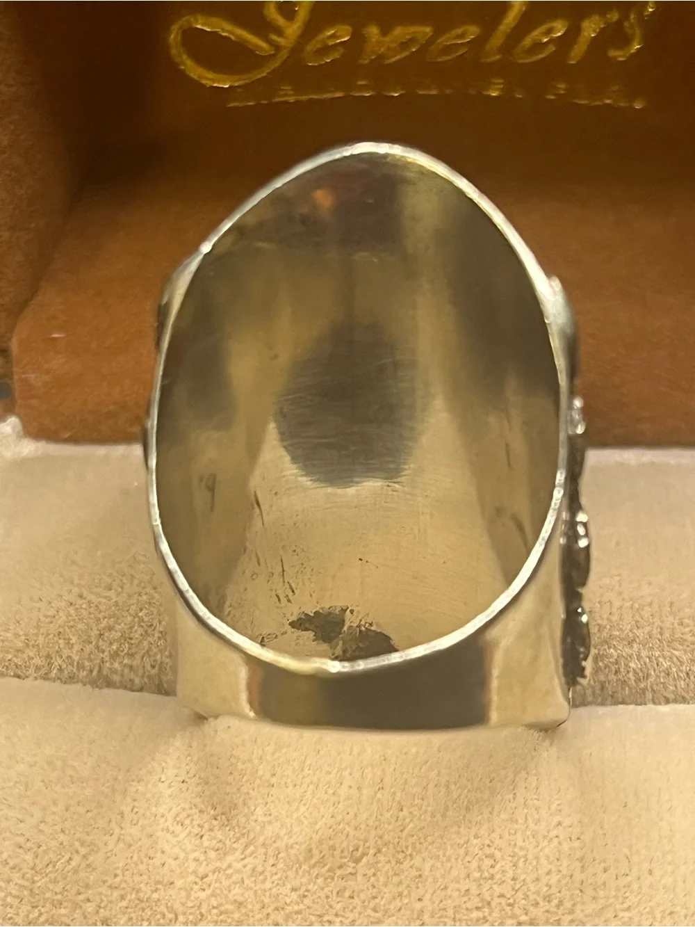 Southwestern Style Orange blue Inlay Statement Ring. Unmarked, not tested